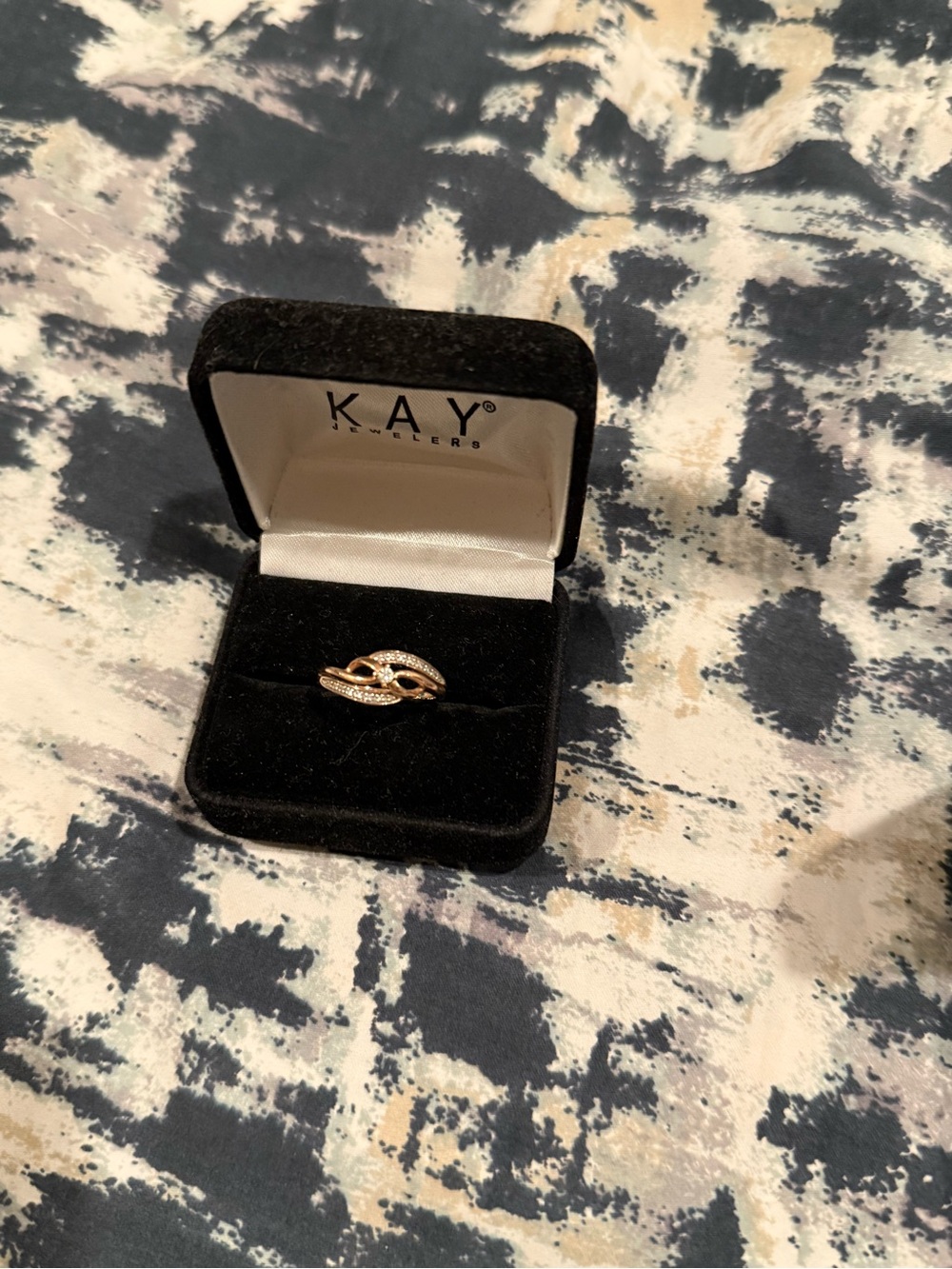 Kay Jewelers Rose Gold and Silver Twist Ring with Accented Stones